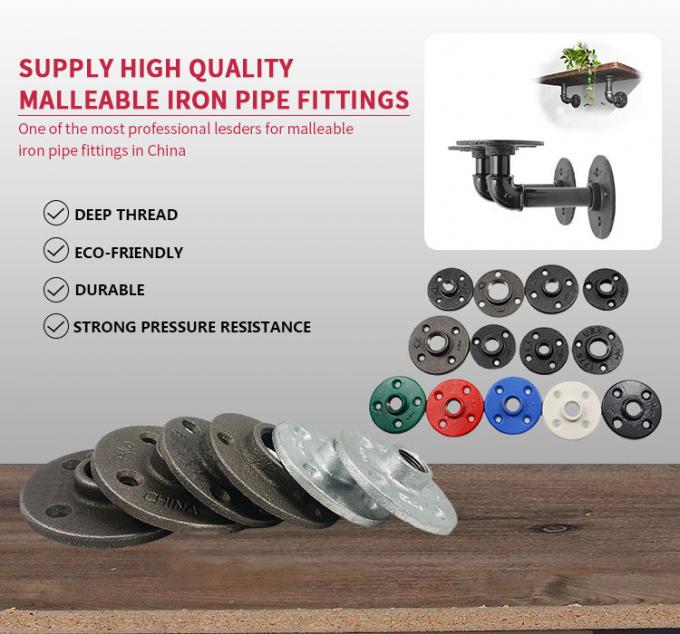 DELLOK 1/2“ 3/4" Bsp-Frau verlegte Loch-normalen Boden-Flansch des formbares Eisen-Fittings-4 2