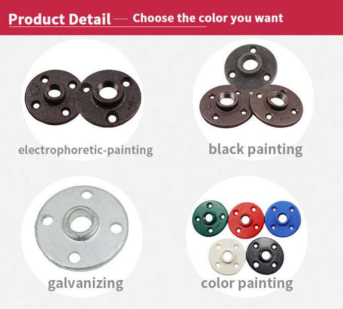 DELLOK 1/2“ 3/4" Bsp-Frau verlegte Loch-normalen Boden-Flansch des formbares Eisen-Fittings-4 0